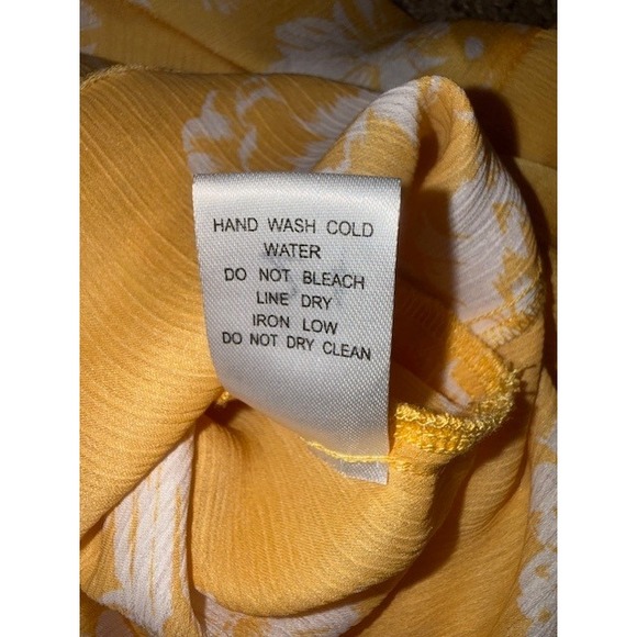 FAVLUX Fashion Yellow Floral Butterfly Sleeve Tie Front Kimono Top Size M‎ - Picture 9 of 9